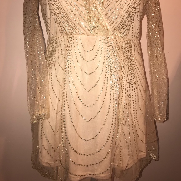 Dresses Stunning Gold Glitter Wrap Dress Poshmark